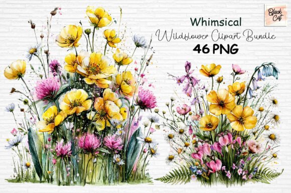 Download Whimsical Wildflower Clipart Bundle PNG - Clipart Collection