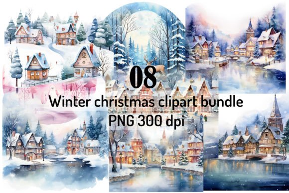 Download Christmas Village Watercolor Clipart Png - Clipart Collection