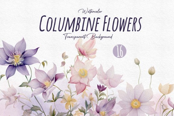 Download Watercolor Columbine WildFlower Clipart - Clipart Collection