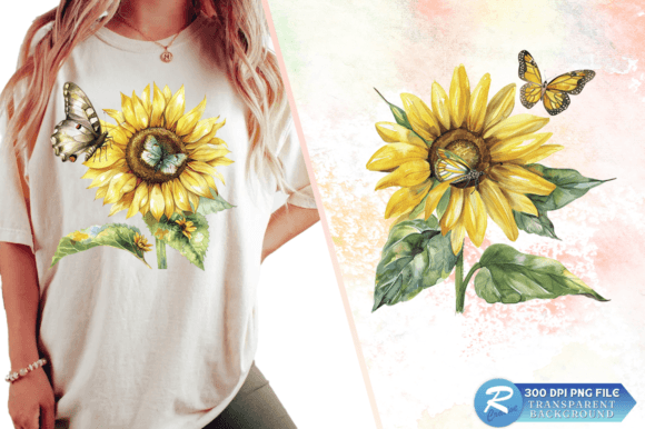 Download Sunflower with Butterfly Clipart Design - Clipart Collection
