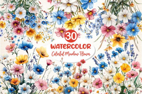 Download Colorful Meadow Flower Clipart PNG - Clipart Collection