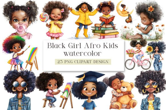 Download Black Girl Afro Kids Clipart - Clipart Collection