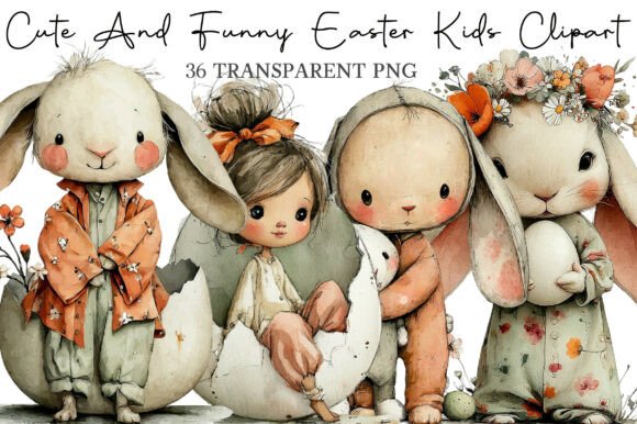 Download Cute and Funny Easter Kids Clipart - Clipart Collection