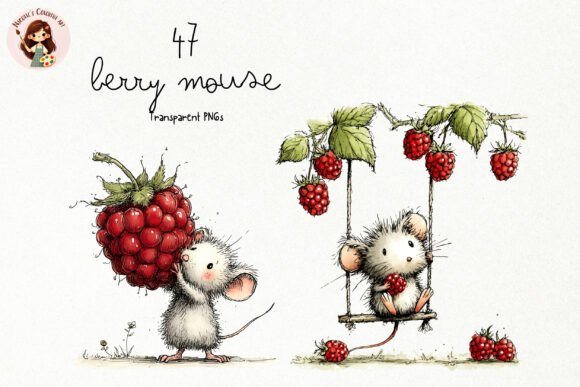 Download Cute Berry Mouse Watercolor PNG Clipart - Clipart Collection