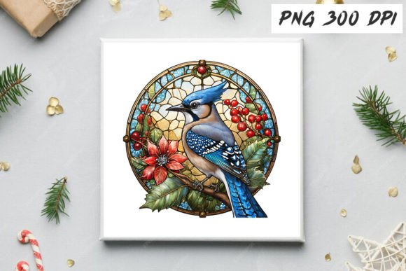 Download Blue Jay Christmas Stained Glass Clipart - Clipart Collection