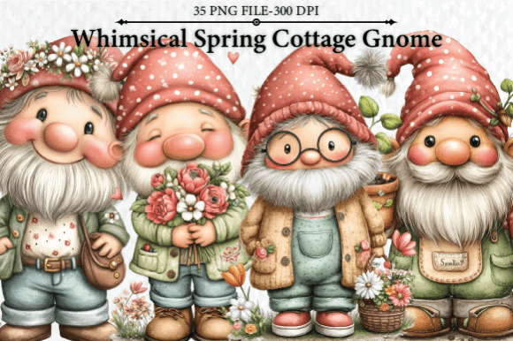 Download Whimsical Spring Cottage Gnome Clipart - Clipart Collection