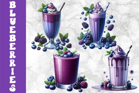 Download Blueberry Milkshake Dessert Art - Premium Resources