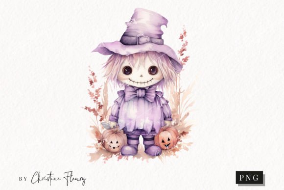 Download Watercolor Purple Scarecrow Clipart - Clipart Collection