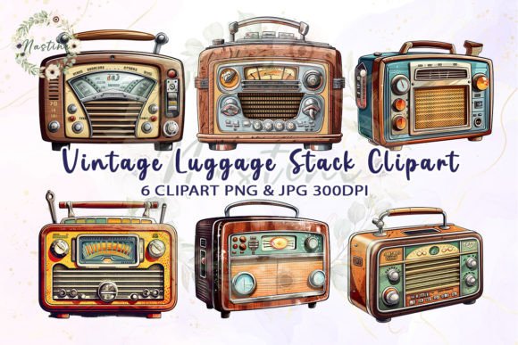 Download Vintage Luggage Stack Watercolor Clipart - Clipart Collection