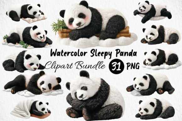 Download Watercolor Sleepy Panda Clipart - Clipart Collection