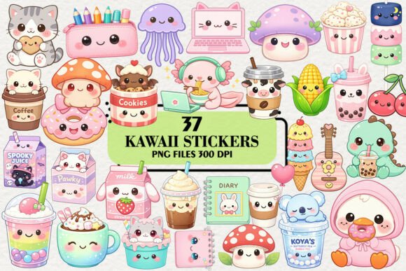 Download Kawaii Cute Stickers Clipart Bundle - Clipart Collection