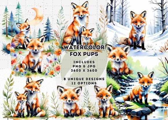 Download Watercolor Cute Baby Fox Clipart - Clipart Collection