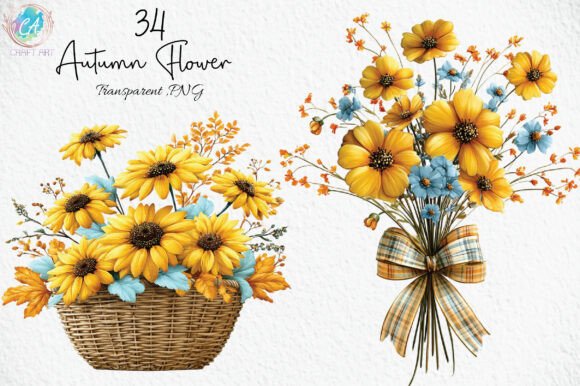 Download Whimsical Autumn Flower Clipart Bundle - Clipart Collection