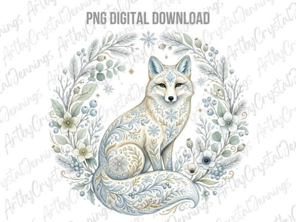 Download Winter Folk Art Fox Clipart PNG - Clipart Collection