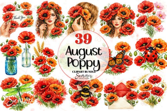 Download August Poppy Watercolor Florals Clipart - Clipart Collection