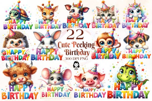 Download Peeking Birthday Animal Clipart Bundle - Clipart Collection