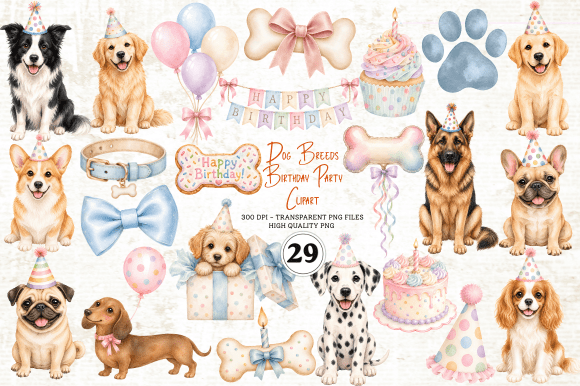 Download Dog Breeds Birthday Party Clipart - Clipart Collection