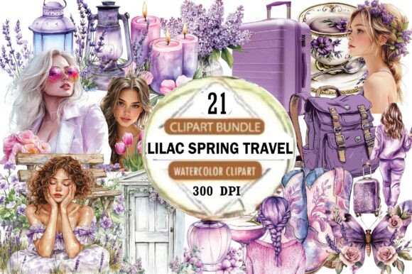 Download Lilac Spring Travel Watercolor Clipart - Clipart Collection