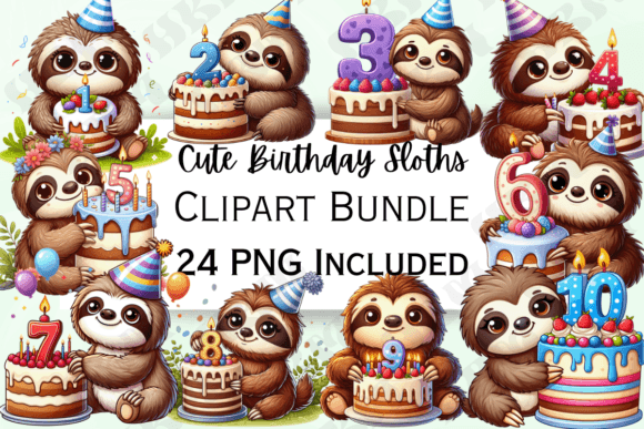Download Cute Birthday Sloth Clipart - Clipart Collection