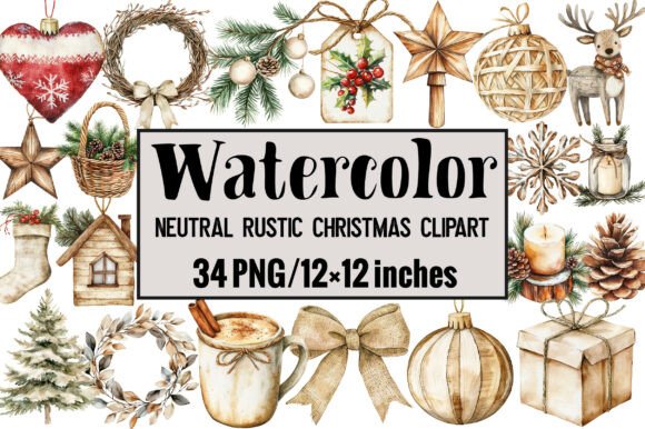Download Neutral Rustic Christmas Clipart - Clipart Collection