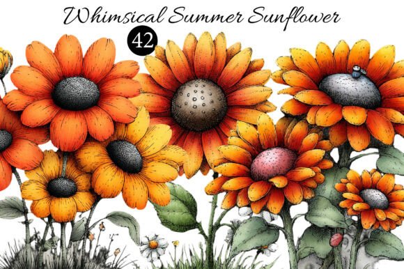 Download Whimsical Summer Sunflower Clipart - Clipart Collection