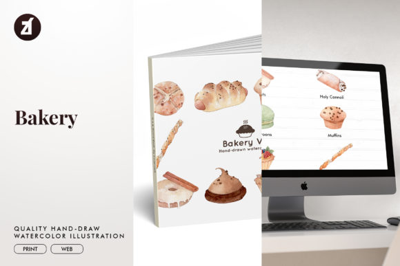 Download Bakery Set1 Watercolor Illustration - Watercolor illustration Collection