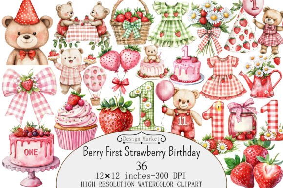 Download Berry First Strawberry Birthday Clipart - Clipart Collection