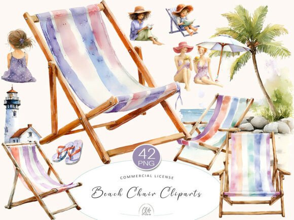 Download Beach Chair Cliparts PNG Set - Clipart Collection