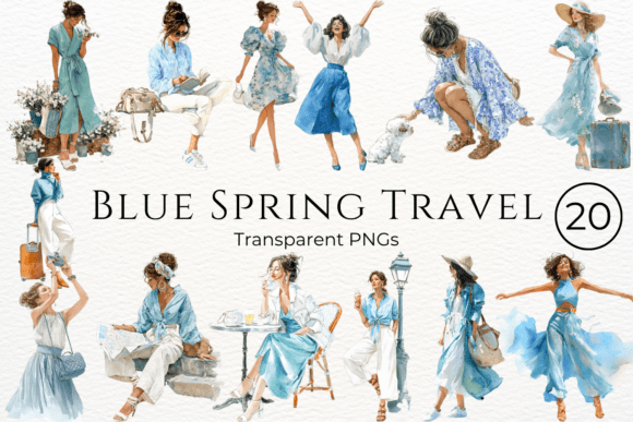 Download Blue Spring Travel Watercolor Clipart - Clipart Collection