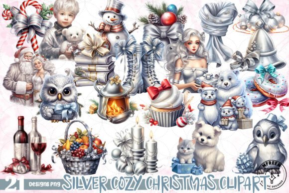 Download Silver Cozy Christmas Clipart PNG - Clipart Collection