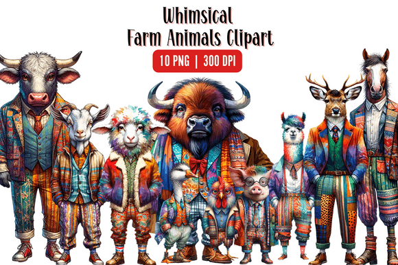 Download Watercolor Whimsical Farm Animal Clipart - Clipart Collection