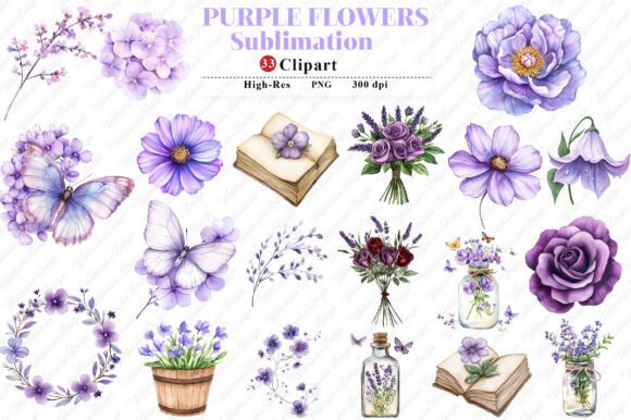 Download Purple Flowers Watercolor Flower Clipart - Clipart Collection