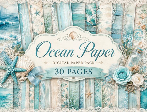 Download Ocean Shells Digital Paper - Digital paper Collection