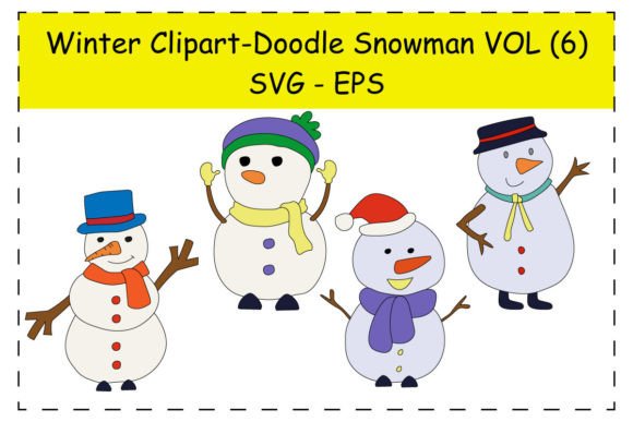 Download Cartoon Winter Snowman Clipart Set - Clipart Collection