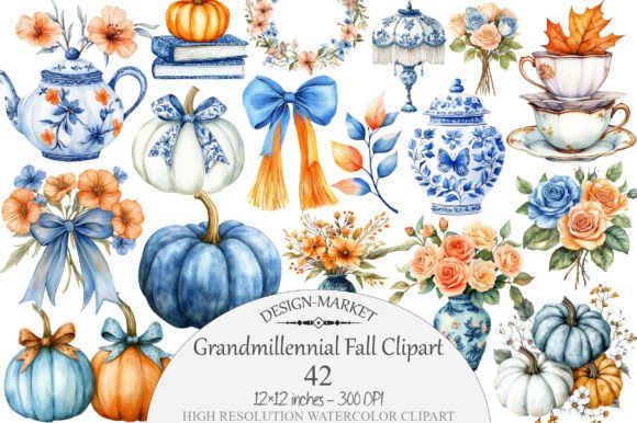 Download Watercolor Grandmillennial Fall Clipart - Clipart Collection