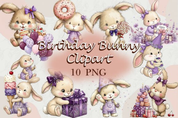 Download Cute Birthday Bunny Clipart PNG - Clipart Collection