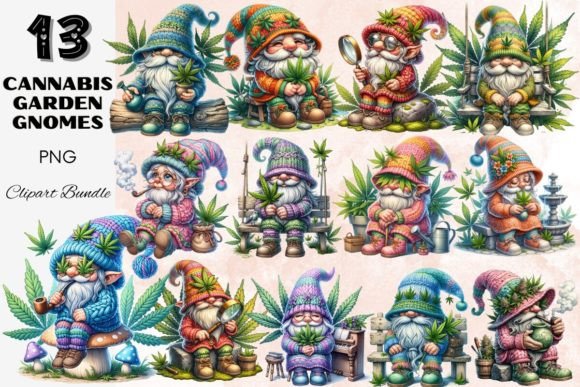 Download Cannabis Garden Gnomes Clipart Bundle - Clipart Collection