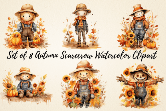 Download Autumn Scarecrow Watercolor Clipart - Clipart Collection