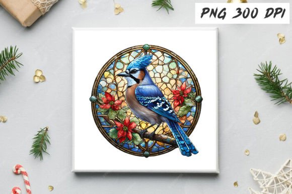 Download Blue Jay Christmas Stained Glass Clipart - Clipart Collection