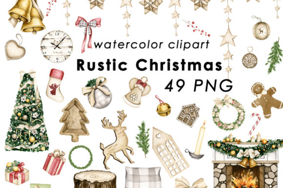 Download Watercolor Rustic Christmas Clipart - Clipart Collection