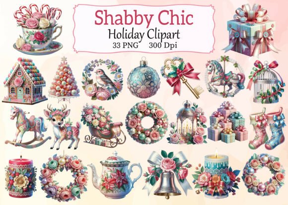 Download Shabby Chic Holiday Clipart Bundle - Clipart Collection