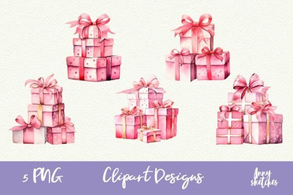 Download 5 Pink Christmas Gifts Coquette Clipart - Clipart Collection