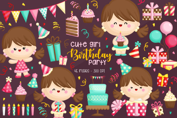 Download Cute Birthday Girl Clipart - Clipart Collection