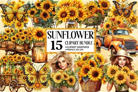 Download Sunflower Watercolor Clipart Bundle - Clipart Collection
