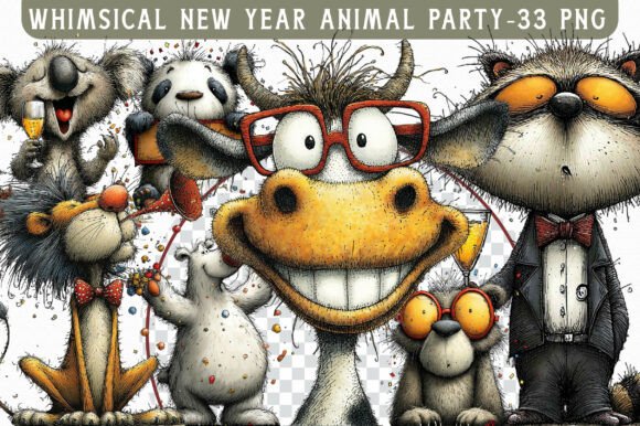 Download Whimsical New Year Animal Party Clipart - Clipart Collection