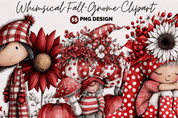 Download Whimsical Fall Gnome Clipart PNG Bundle - Clipart Collection