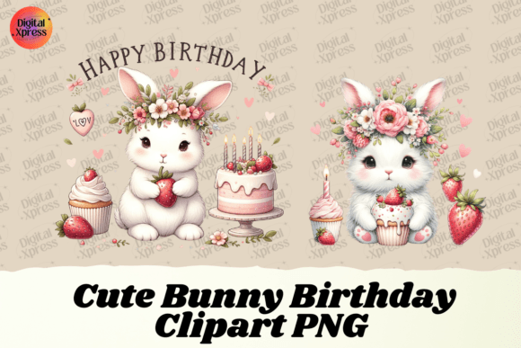 Download Cute Bunny Birthday Clipart PNG - Clipart Collection