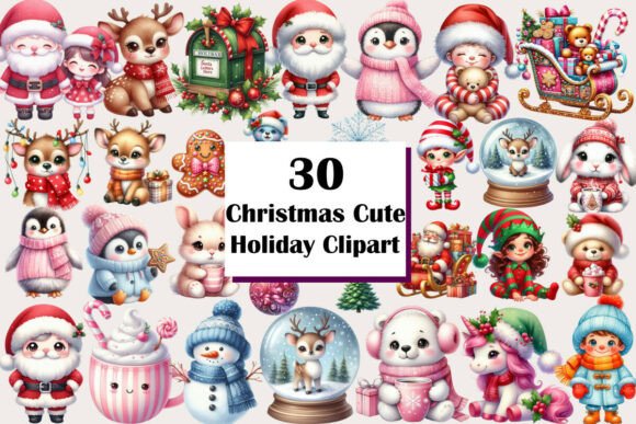 Download Christmas Cute Holiday Clipart Bundle - Clipart Collection