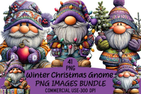 Download Winter Christmas Gnome Clipart Bundle - Clipart Collection
