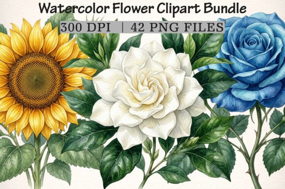 Download Watercolor Flower Clipart Bundle - Clipart Collection
